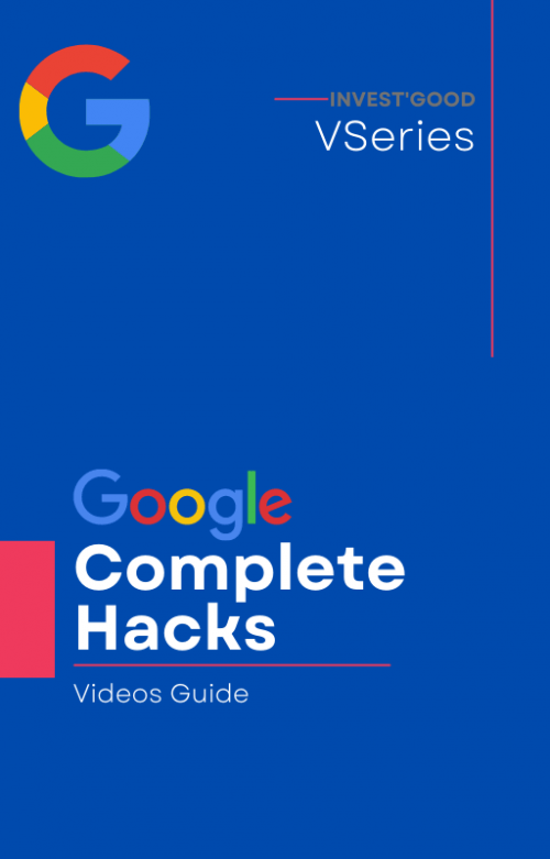 Image of a book titled 'Google Hacks' and a course syllabus, featuring topics related to advanced search techniques and optimization strategies for Google search engine